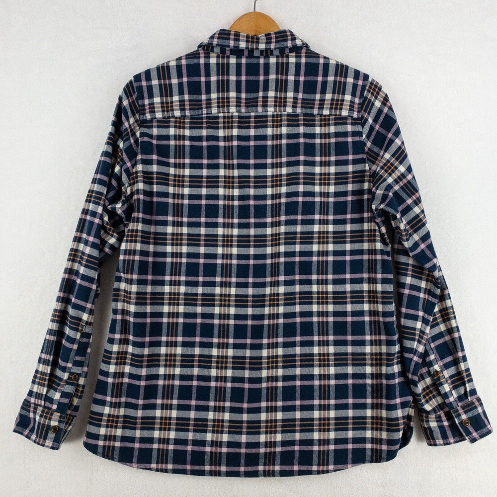 L.L. Bean Flannel Shirt Womens Medium Blue Pink Plaid Long Sleeve Soft - Picture 11 of 12